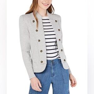 Tommy Hilfiger Gray Military Style Jacket M Double Breasted Buttons Blazer